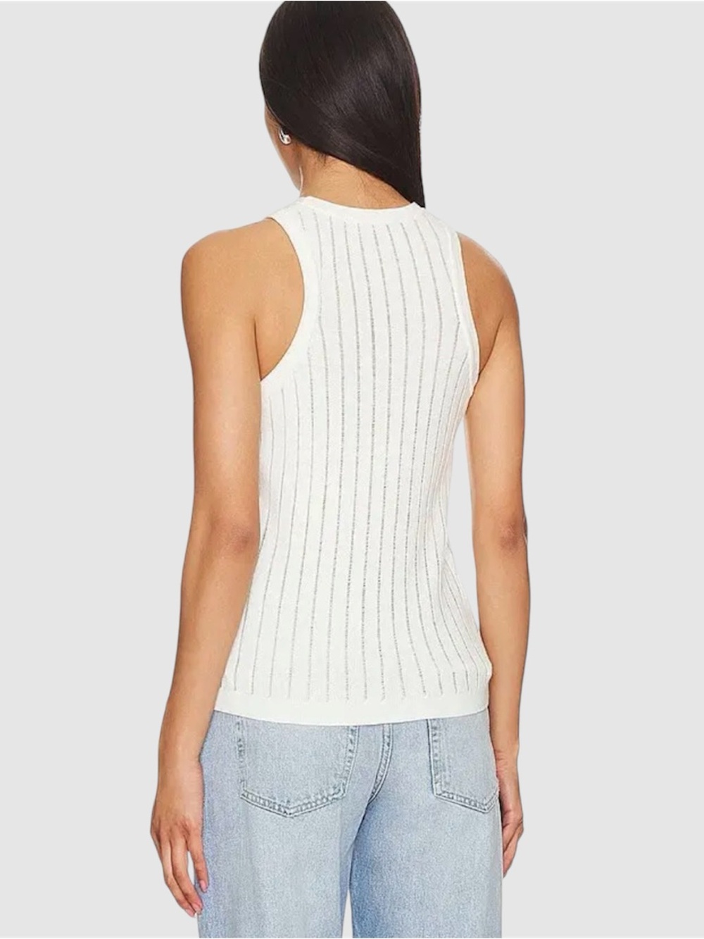 Anine Bing Noel Ribbed Ivory Tank Top In Wool-knit Size Large - Picture 2 of 8